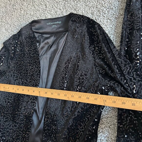 Soft Surroundings Womens Sz Small Black Sequin Jacket & Pants Set - Picture 4 of 14